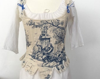18th Rococo Stays Corset Reed Boned Embroidery Marie - Antoinette Reproduction Duchess