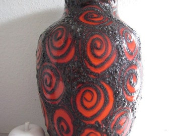 Scheurich WGP huge floor vase with LAVA SPIRALS Germany 60s 70s rare design