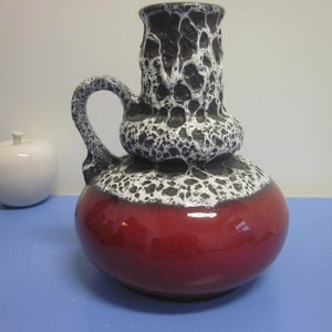 Jopeko tall lava vase 60s 70s WGP lava glaze red white and black