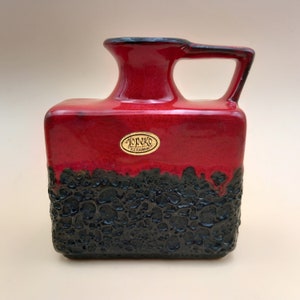 Jopeko 70s ceramic vase fat lava black red 70s design WGP Westgerman pottery