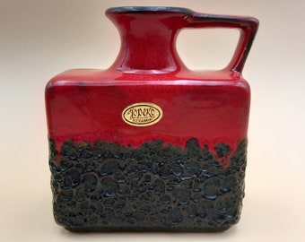 Jopeko Vase 70er Keramikvase fat lava schwarz rot 70s Design WGP Westgerman vase