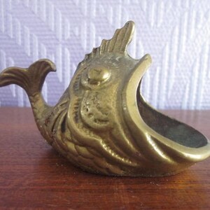 Tall mid-century modernist ashtray fish figurine brass - era Bosse Baller 50s