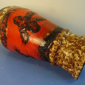 German ceramic vase BAY 630 fat lava orange 70s design