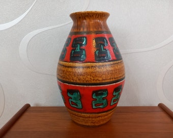 Bay-Keramik große Keramikvase 60er Blumenvase grafisches Dekor seltenes Design