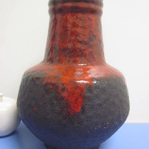 FOHR Germany 70s pop art ceramic vase WGP lava red and black