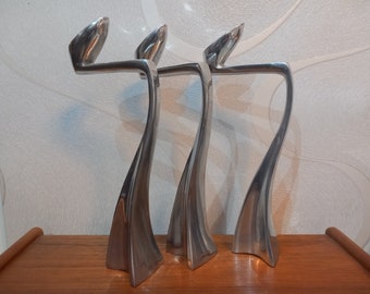 Matthew Hilton SCP England - The Swan - 3 candlesticks set of three 80s vintage design aluminum