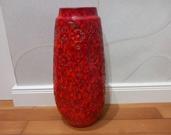 Scheurich Bernina vase de sol vase en céramique orange rouge années 70 WGP designclassics24