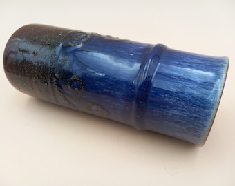 Strehla RDA vase céramique bleu graisse lave années 70 RDA vase en céramique