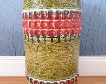 UE-Keramik Uebelacker 1472/40 floor vase tall ceramic vase green red 60s 70s designclassics24