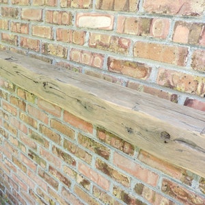 Hand Hewn Barn Wood Fireplace Mantel.  Beam Solid Wood. 6''H x 6''D x 48''L, Rustic Salvaged Reclaimed Vintage Farm. Floating. Live Edge oak