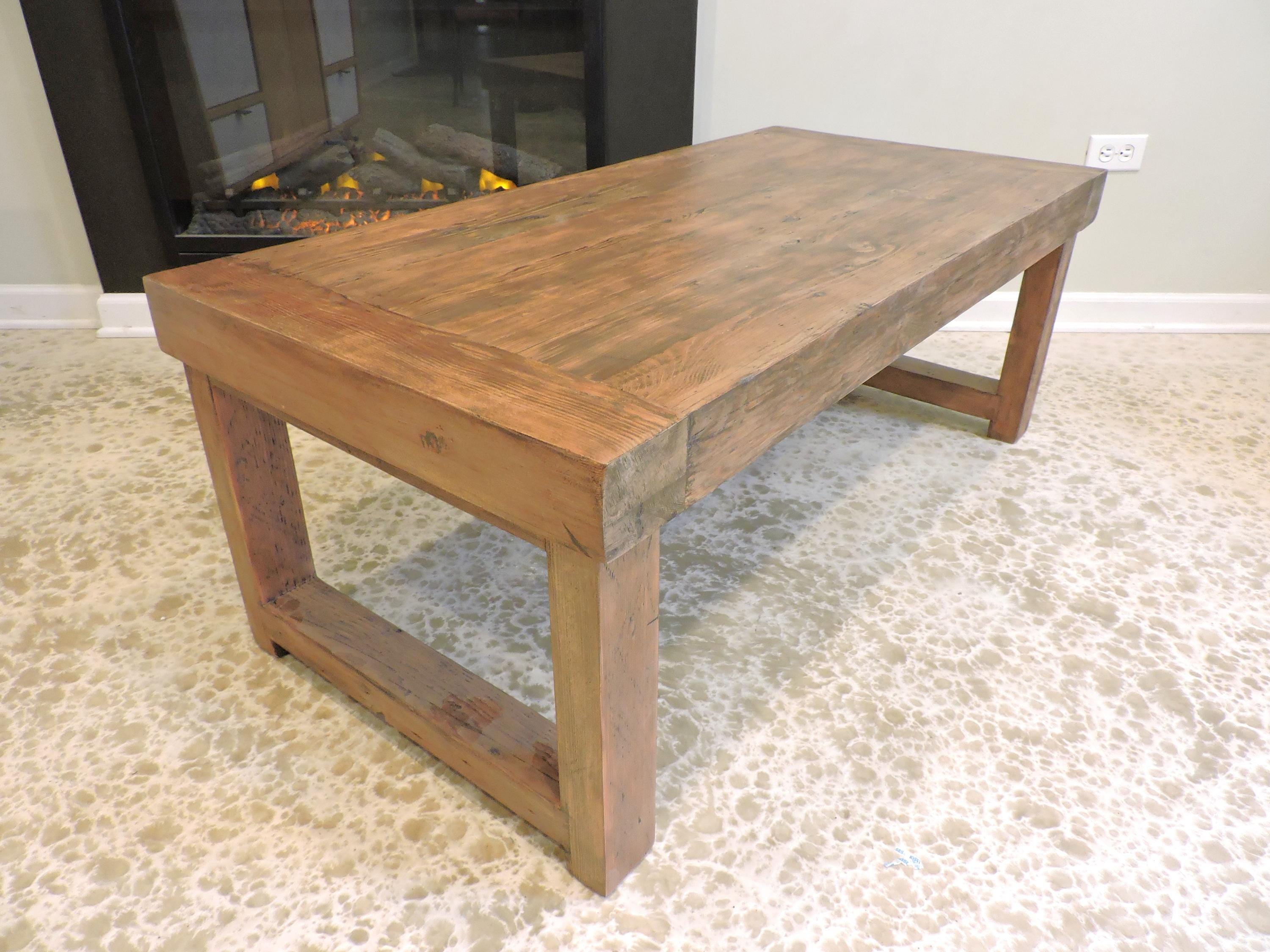 Barn wood Coffee Table.  3 inch Rustic Salvaged Barn Wood Top. Reclaimed. Distressed. Hand hewn. Ready to ship!