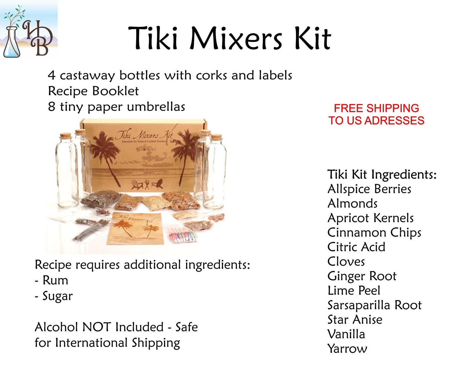 Tiki Mixers Kit With Ingredients to Make Falernum Allspice Pimento Dram