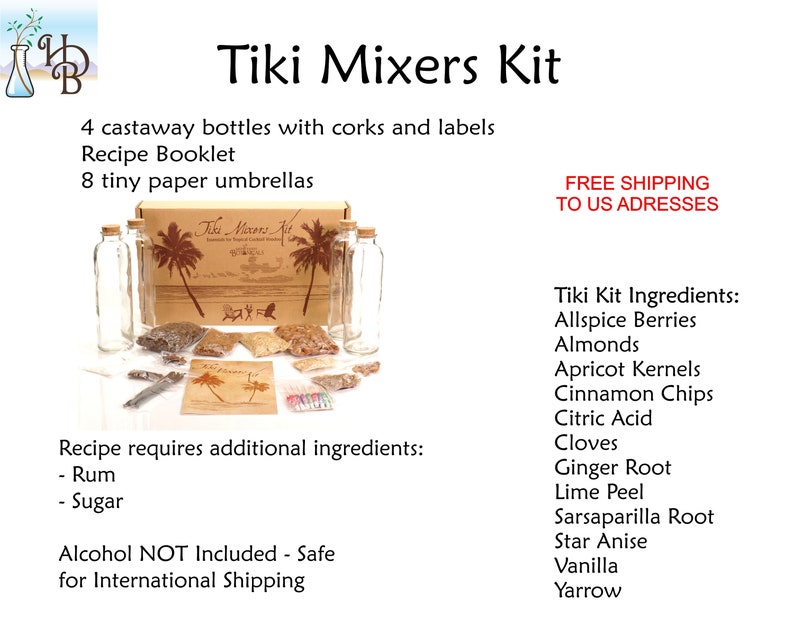 Tiki Mixers Kit With Ingredients to Make Falernum Allspice Pimento Dram