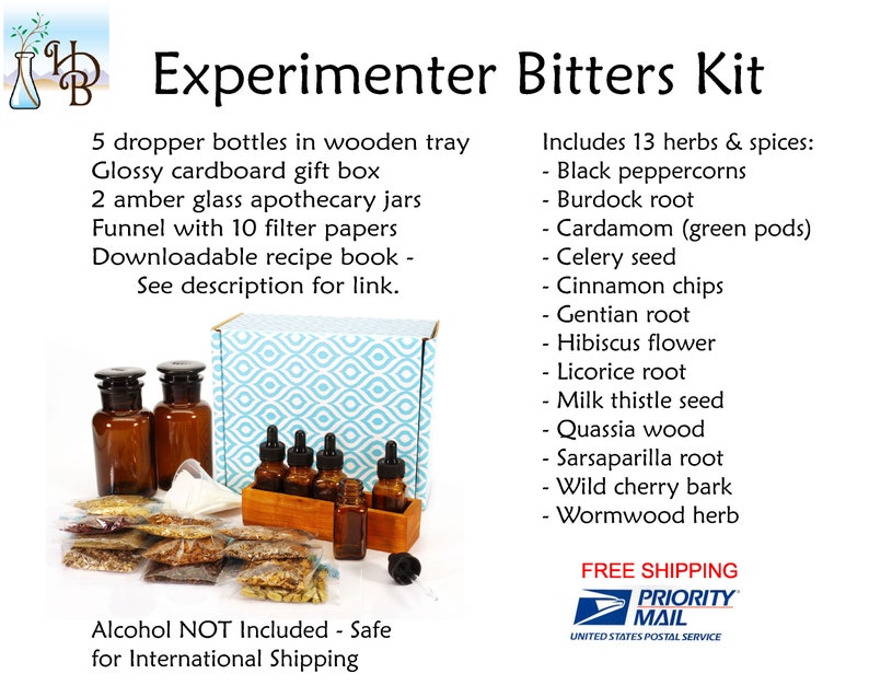 The Experimenter Homemade Cocktail Bitters Kit in small gift Etsy