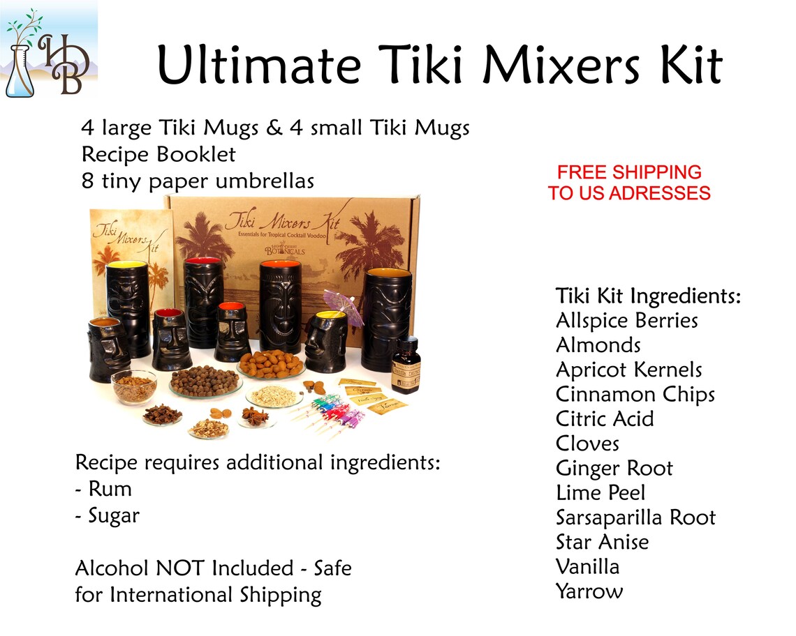 Tiki Mixers Kit With Custom Tiki Mugs Etsy