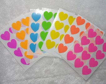 Neon colors mixed mini heart sticker -Envelope seals