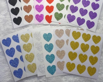 Multi color Glitter Glamour Heart Sticker - Envelope seal, wedding envelope seals