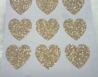 Rose gold glitter Heart Stickers glitter envelope seals, wedding decor, gift packaging supplies