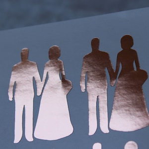 Metalizado rosa oro papel de novia y novio pegatina sellos de sobre, decoración de la boda, suministros de embalaje de regalo