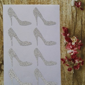 36pcs - sigillo adesivo di 3.8x3cm glitter argento - tacco alto