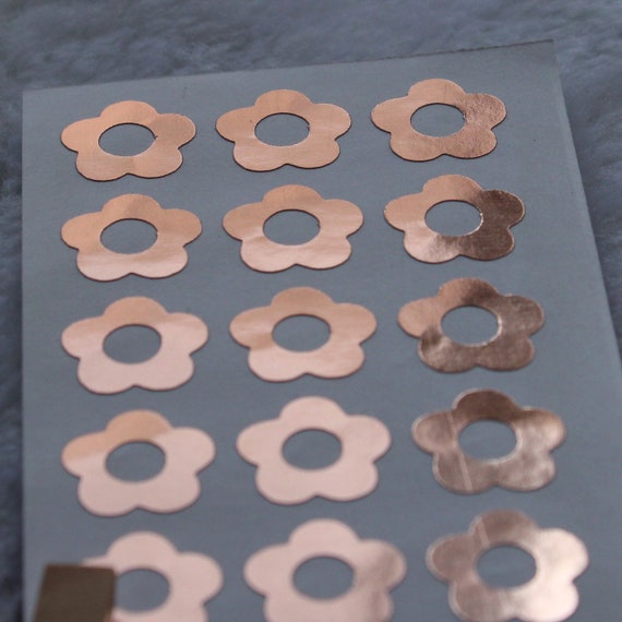 15mm Rose Gold Foil Binder Hole Punch Reinforcement Stickers Flower Shape 