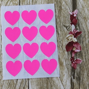 108pcs - adesivi cuore rosa Neon da 0,75"- Busta guarnizioni