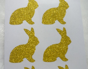 Gold glitter Rabbit sticker label bunny wall sticker with multi size and multi color Customizable