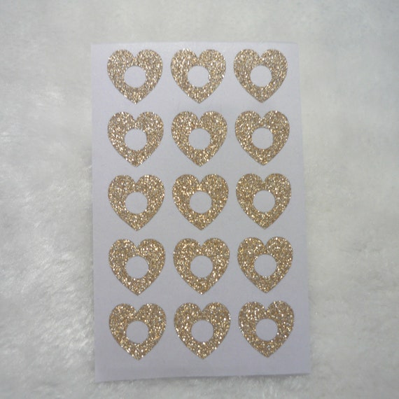 15mm Rose Gold Glitter Binder Hole Punch Reinforcement Stickers Heart Shape  