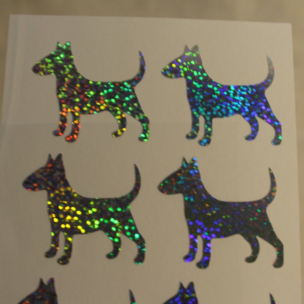 Bull terrier hologram sparkle glitter sticker holographic envelope seals, wedding decor, gift packaging supplies