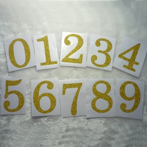 Stickers chiffres décoratifs scintillants dorés de 0 à 9