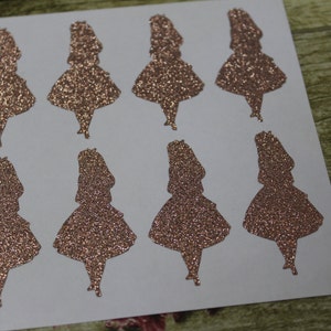 24pcs - 5x2.5cm oro rosa glitter Alice nel paese delle meraviglie - inviti festa