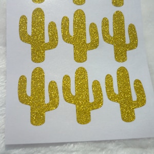 oro brillo cactus pegatinas sobre sellos, etiqueta de papel, sello de carta, sellos de invitación de boda, invitaciones