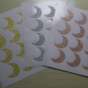 36pcs - 3x2.85cm oro, guarnizioni di argento, Rose Glitter Luna Sticker, busta