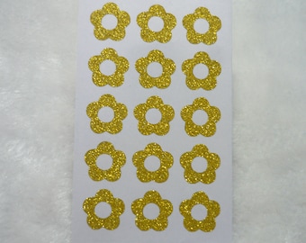 15mm Gold glitter flower shape Hole reinforcement stickers for hang tags