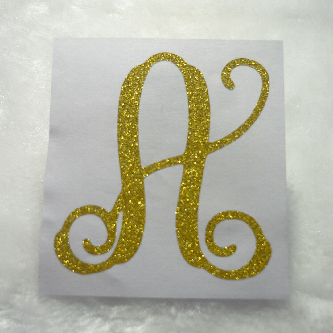 Gold Glitter Initial Decal Letter A Stickers Monogram Sticker Single Letter Decal Car Decal