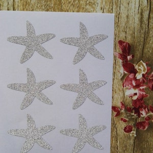 Starfish - 3.8x3.3cm argento Glitter Sticker Seal - 36pcs