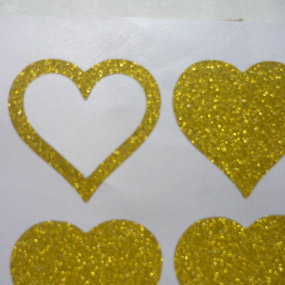 Sceaux autocollants dorés scintillants en forme de coeur, paq. 25
