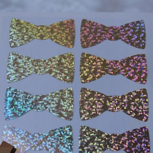 Bow tie ologramma scintilla glitter adesivo busta olografica guarnizioni, decorazioni per matrimoni, forniture regalo imballaggio