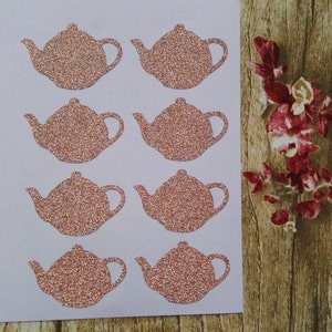32pcs - sigillo adesivo di 3.8x2.5cm Rose Gold Glitter - teiera