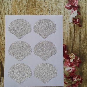 Conchiglie sulla spiaggia di 36pcs - 3.8x3.3cm argento Glitter Sticker Seal - - busta guarnizione