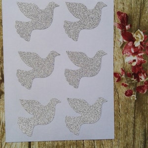 36pcs - 3.8x3.3cm Silver Glitter Sticker Seal - colomba di pace di pace piccione