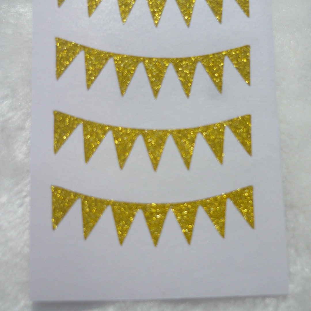 Pennant Banner Gold Glitter Sticker Label Silver Rose Gold Glitter ...