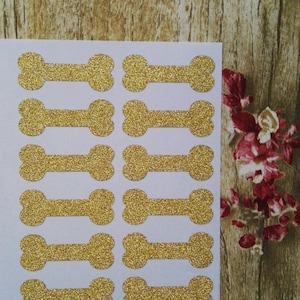 72pcs - 8x1.5cm oro Glitter Sticker Seal - osso di cane