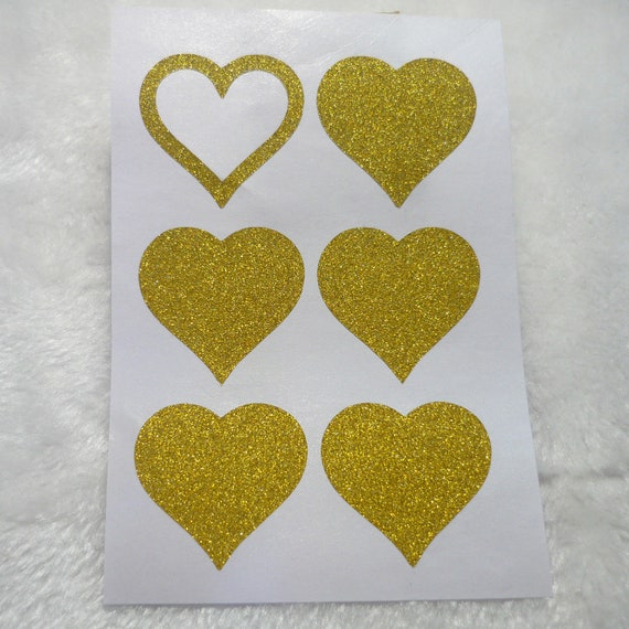 Sceaux autocollants dorés scintillants en forme de coeur, paq. 25