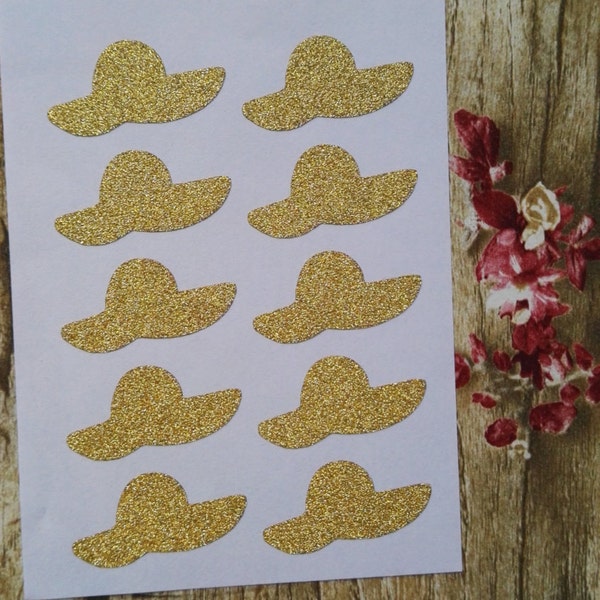 40pcs - 3.8x2cm Gold Glitter Sticker Seal - KENTUCKY DERBY THEMED Hat