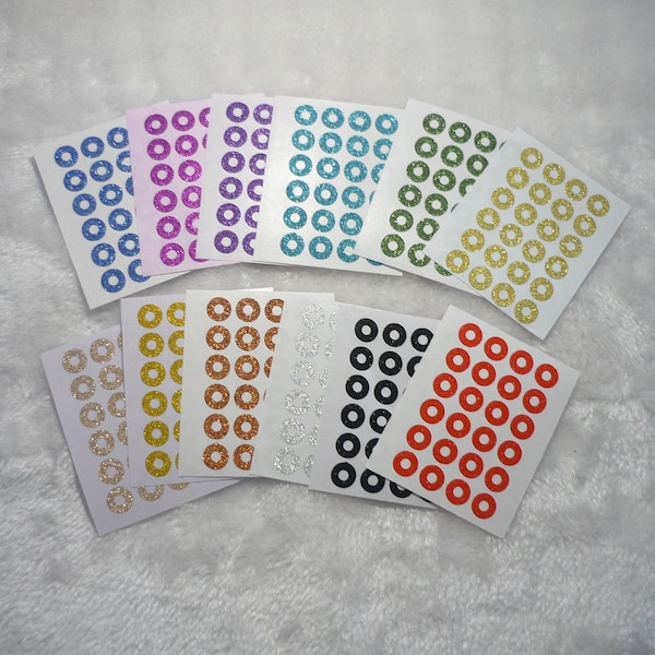10mm Mixed Gold, Silber, Rose, Pink Glitzer DIY Geschenkaufkleber Bunte Ring Label Sticker für Geschenkanhänger Verstärkung Loch Sticker