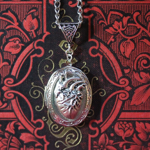 Silber Medaillon Kette Anatomisches Herz Romantisch Zum Aufklappen ~Dr. Cardias Secret~