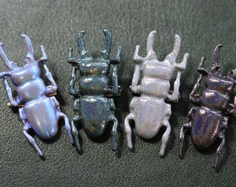 Unusual Beetle Holographic Glitter Brooch Colorful ~Lucanus cervus~