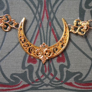 Gold Moon Ornament Forehead Jewelry Tiara Renaissance Circlet Half Moon ~Golden Age III~