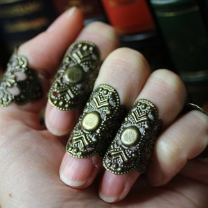 Bronze Bendable Steampunk Finger Jewelry Armor Ornaments ~8x Chain Glove~